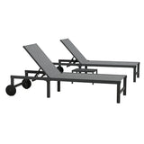 PURPLE LEAF Outdoor Chaise Lounge Chairs Set Recliner Aluminum Adjustable Chair with Wheels and Table for Poolside Beach Patio Reclining Sunbathing Lounger