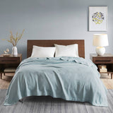 All-Season Egyptian Cotton Woven Bedding Blanket, Blue