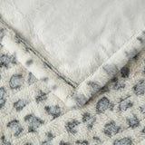Oversized Faux Fur Heated Throw 50x70, Grey Leopard