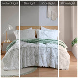 Wholesale Shaggy Faux Solid Fur Comforter Mini Set, Green/White