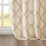 Wholesale Fretwork Sheer Basket Weave Window Panel, Cream