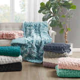 Soft Warm Ruched 50x60" Throw Blanket, Slate Blue