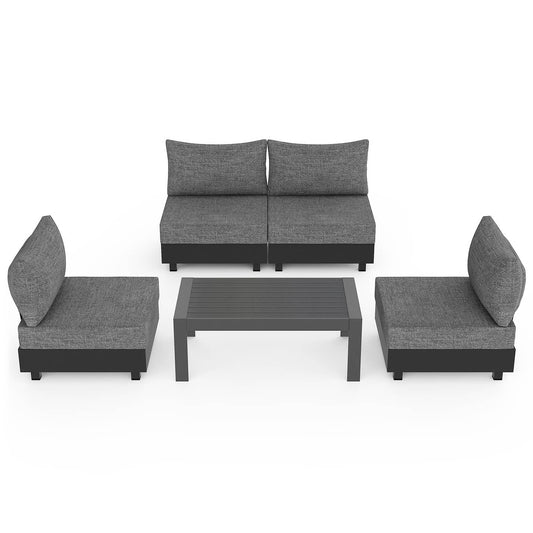 5-Piece Outdoor Aluminum Conversation Set with Cushions
