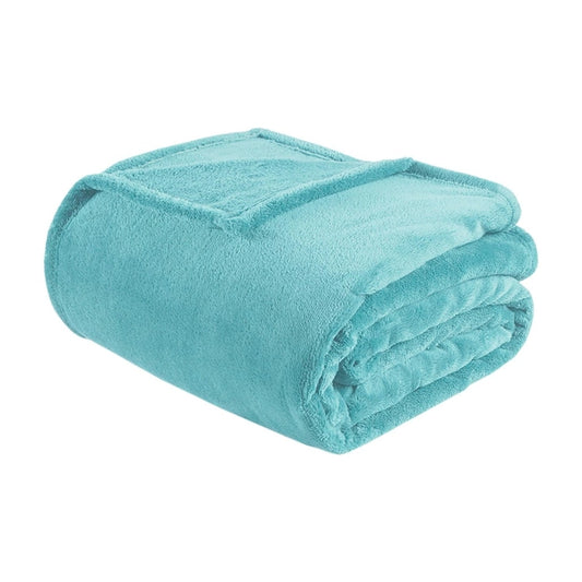 All-Season Oversized Microlight Plush Bedding Blanket, Aqua