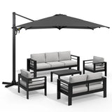 6-Piece Aluminum Patio Sofa Set with Umbrella