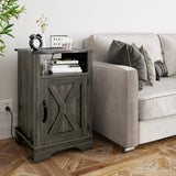 Nightstand with Charging Station Wooden Rustic 2 Count