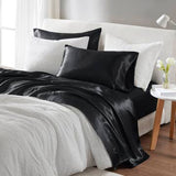 Luxury Satin 6-Piece Sheet Set, Black