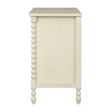 46"W 6-Drawer Small Spindle Wood Dresser, Antique Cream *