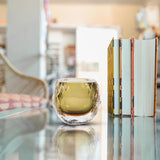 Dusty Olive Crystalized Glass Vase- Short