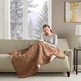 Marbled Sherpa Heated Throw, Brown