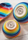 Handpainted Rainbow Stripe Coffee Cup & Saucer