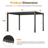 Louvered Pergola, Outdoor Metal Canopy with Adjustable Roof