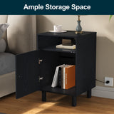 Nightstand with 1 Door, Modern Side Table Charging Station
