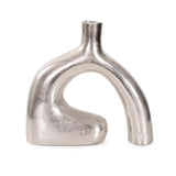 Shirin- Polished Silver Reverse Vase in Cast Aluminum- Short