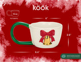 Kook Christmas Ceramic Mugs with Gold Design, 10 oz