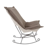 Scroll Puff Rocker Titanium- Barbet Chocolate/Natural