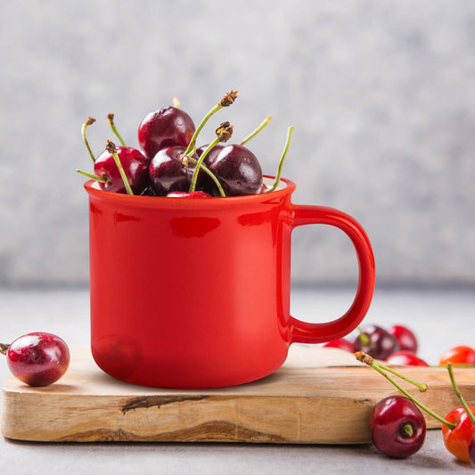 Kook Ceramic Camper Mugs 14 oz Red Set of 2