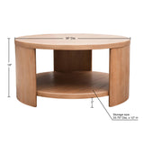 Curved Leg Post Round Storage Shelf Coffee Table *