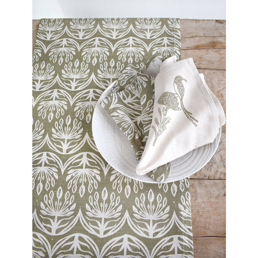 French Home Botanical Table Runner - Sage