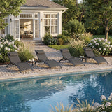 PURPLE LEAF Patio Chaise Lounge Set Outdoor Beach Pool Sunbathing Lawn Lounger Recliner Chair Outside Chairs with Side Table Included