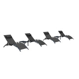 PURPLE LEAF Patio Chaise Lounge Set Outdoor Beach Pool Sunbathing Lawn Lounger Recliner Chair Outside Chairs with Side Table Included