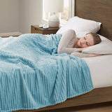 Corded Plush Heated Blanket, Blue