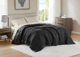 Lightweight Down Alternative Blanket with Satin Trim, Black