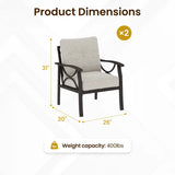 2 Pieces Outdoor All-Weather Patio Metal Armchair