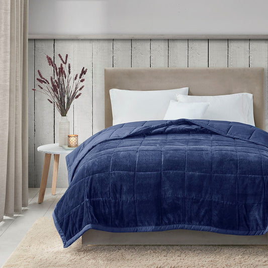 Reversible Down Alternative Bedding Blanket, Navy Blue