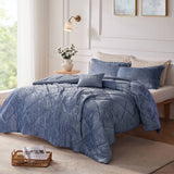 Crushed Velvet 4-Piece Comforter or Duvet Cover Set, Blue