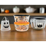 Halloween 4 Piece Set (4 Cup / 32Oz) Round Glass Storage Containers With Lids