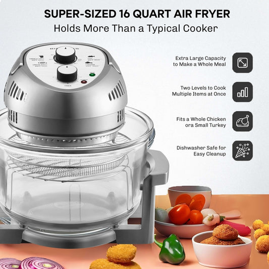 Granitestone 16 Qt Glass Air Fryer 1300W Silver