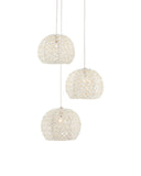 Piero White 3-Light Round Multi-Drop Pendant