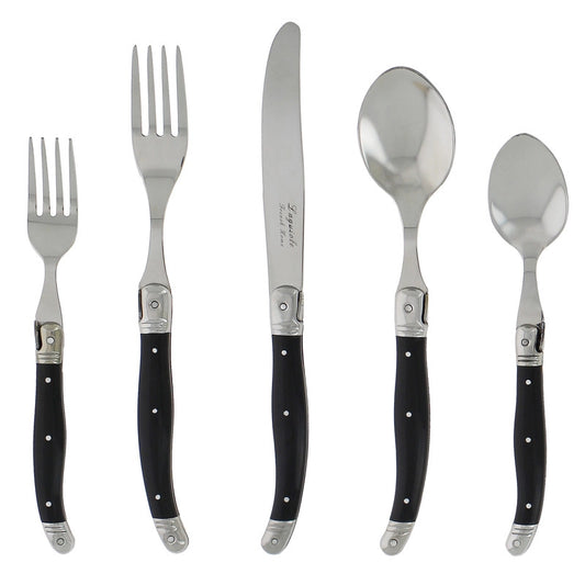 Laguiole 20-Piece Stainless Steel Flatware Set, Black