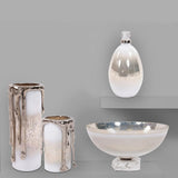 Arctic Glacier Glass Pillar Holder with Aluminum Molten Top Tall