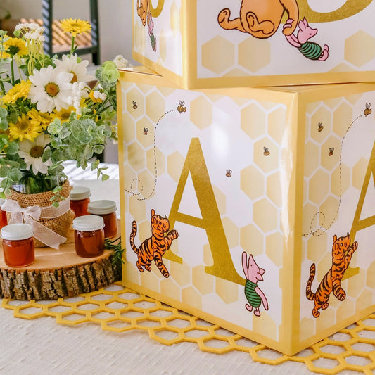 Honey Bear Baby Block Boxes for Baby Shower Decor