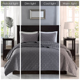Velvet 3-Piece Quilt Set, Grey