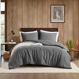 Twill Stone Washed Cotton Comforter Set, Grey