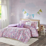 Unicorn 5PC Comforter or Duvet Cover or Coverlet Set, Pink