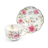 Pink Camellia Scallop Porcelain Tea Cup Set