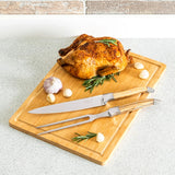 Laguiole Olive Wood Carving Set & Bamboo Moat Board
