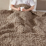 Handmade Chenille Chunky Knit Throw 50x60", Brown