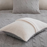 Cable Knit Chenille in Sherpa Reverse Comforter Set, Gray