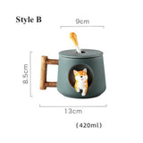 Shiba Inu Mug with Lid and Spoon Ceramic Cup