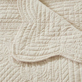 50x70" Quilted Scallope Edge Throw Blanket, Ivory