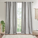 Geo Print Chenille Window Curtain, Grey