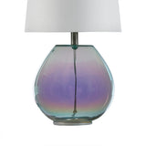 Curved Base Iridescent Green Glass Table Lamp