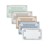 High Pile Bordered Bathroom Rug, White