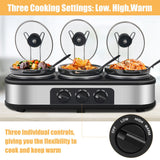 Triple 1.5QT Stainless Slow Cooker Buffet Server