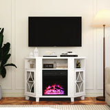 Wholesale Corner TV Stands with 18'' Fireplace for TVs up to 55''